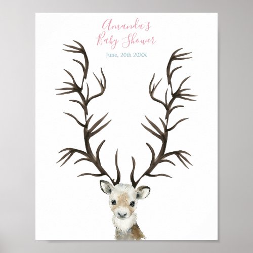 Winter holiday deer fingerprint tree guestbook