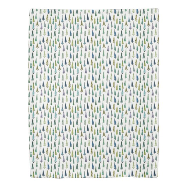 Winter Holiday Evergreen Trees Duvet Cover (Front)