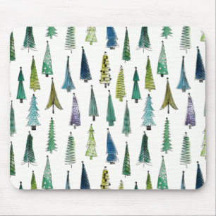 Winter Holiday Evergreen Trees Mouse Pad