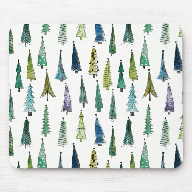 Winter Holiday Evergreen Trees Mouse Pad (Front)