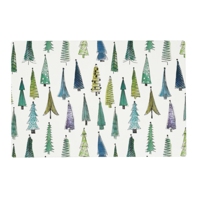 Winter Holiday Evergreen Trees Placemat (Front)