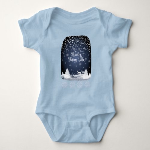 Winter Holiday Fairy Tale Fantasy Snowy Forest Baby Bodysuit