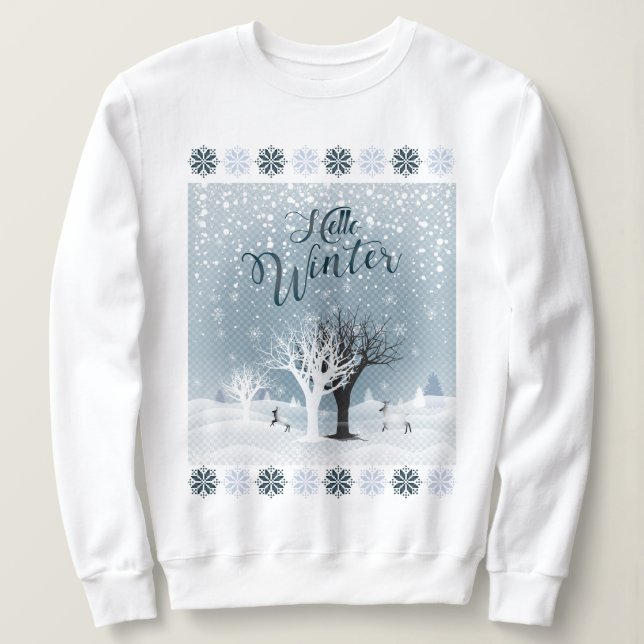 Winter Holiday Fairy Tale Fantasy Snowy Forest Sweatshirt (Design Front)