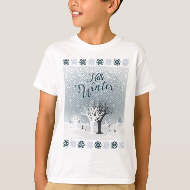 Winter Holiday Fairy Tale Fantasy Snowy Forest T-Shirt (Front)