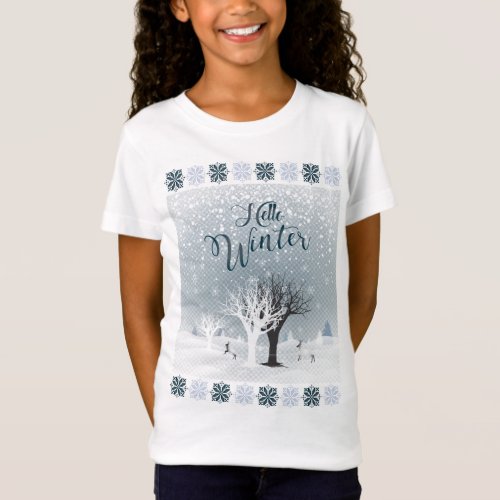 Winter Holiday Fairy Tale Fantasy Snowy Forest T_Shirt