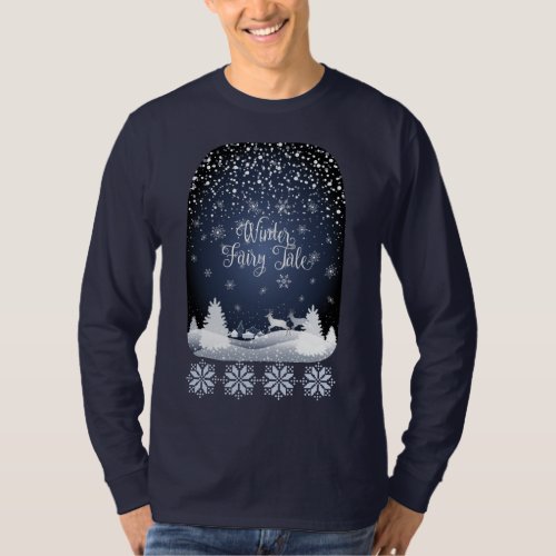 Winter Holiday Fairy Tale Fantasy Snowy Forest T_Shirt