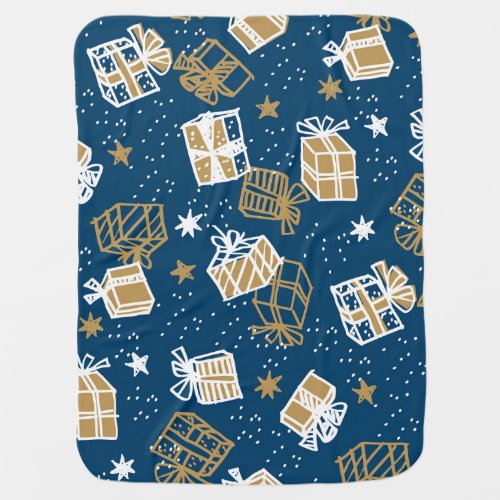 Winter Holiday Gift Boxes Pattern Baby Blanket