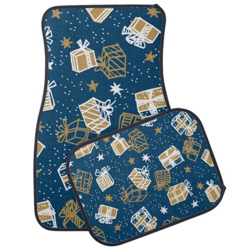 Winter Holiday Gift Boxes Pattern Car Floor Mat