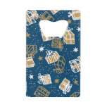 Winter Holiday Gift Boxes Pattern Credit Card Bottle Opener