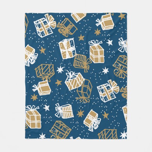 Winter Holiday Gift Boxes Pattern Fleece Blanket