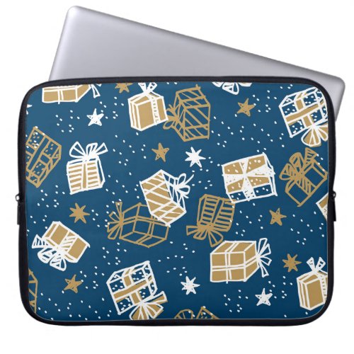 Winter Holiday Gift Boxes Pattern Laptop Sleeve
