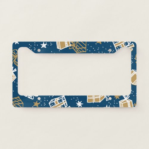 Winter Holiday Gift Boxes Pattern License Plate Frame