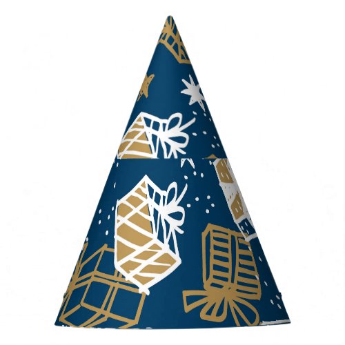Winter Holiday Gift Boxes Pattern Party Hat