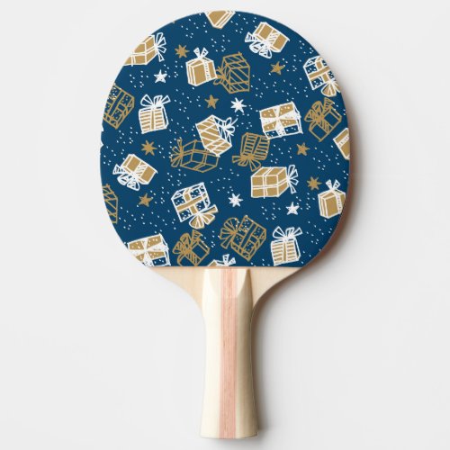 Winter Holiday Gift Boxes Pattern Ping Pong Paddle