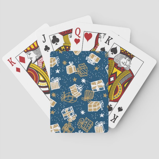 Winter Holiday Gift Boxes Pattern Poker Cards (Back)