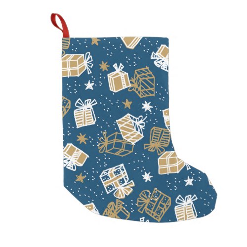 Winter Holiday Gift Boxes Pattern Small Christmas Stocking