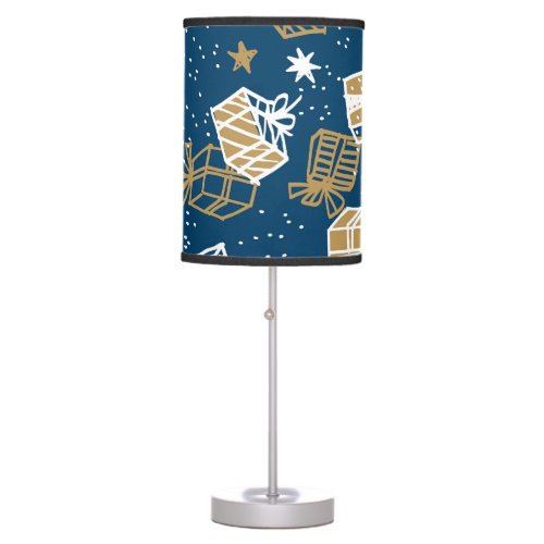 Winter Holiday Gift Boxes Pattern Table Lamp
