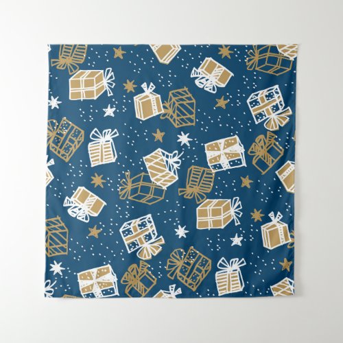 Winter Holiday Gift Boxes Pattern Tapestry