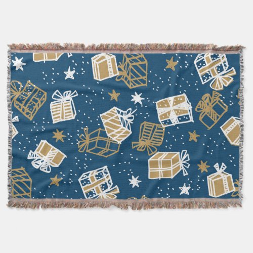 Winter Holiday Gift Boxes Pattern Throw Blanket