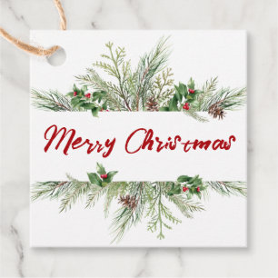 Winter Holiday Gift Merry Christmas Green Decor Favor Tags