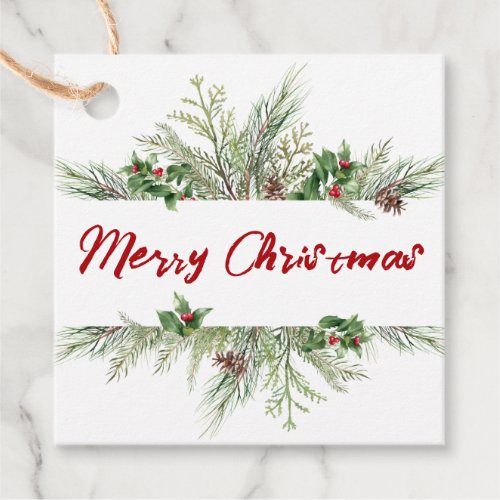 Winter Holiday Gift Merry Christmas Green Decor  Favor Tags