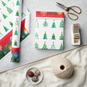 Winter Holiday Gifts Decoration Christmas Fir Tree Wrapping Paper
