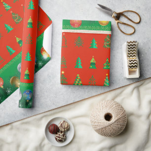 Winter Holiday Gifts Decoration Christmas Fir Tree Wrapping Paper