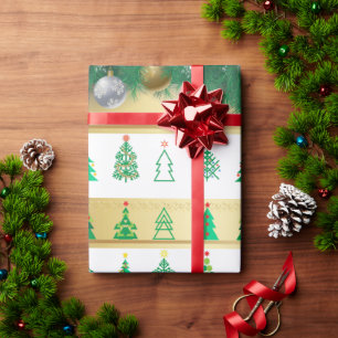 Winter Holiday Gifts Decoration Christmas Fir Tree Wrapping Paper