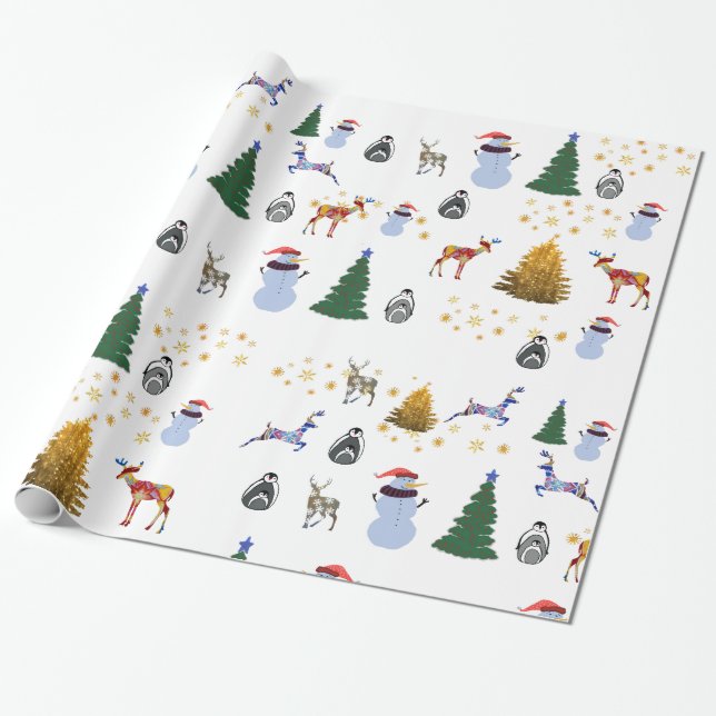 Winter Holiday Glossy Wrapping Paper, 30 in x 6 ft Wrapping Paper (Unrolled)