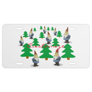 Winter Holiday Gnomes Christmas Trees License Plate