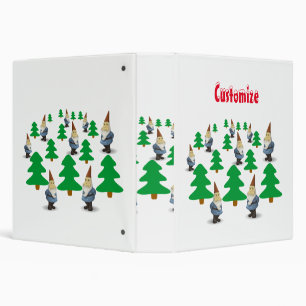 Winter Holiday Gnomes Christmas Trees Thunder_Cove 3 Ring Binder