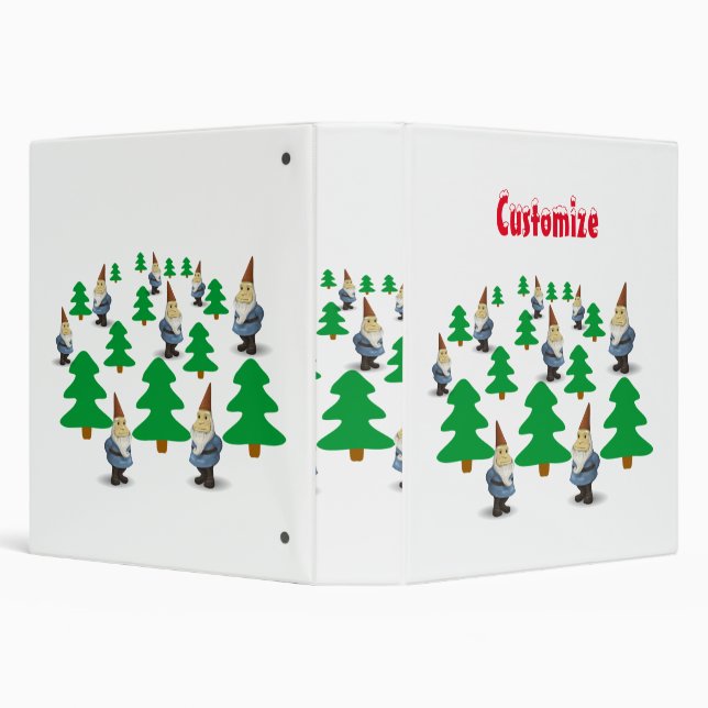 Winter Holiday Gnomes Christmas Trees Thunder_Cove 3 Ring Binder (Background)