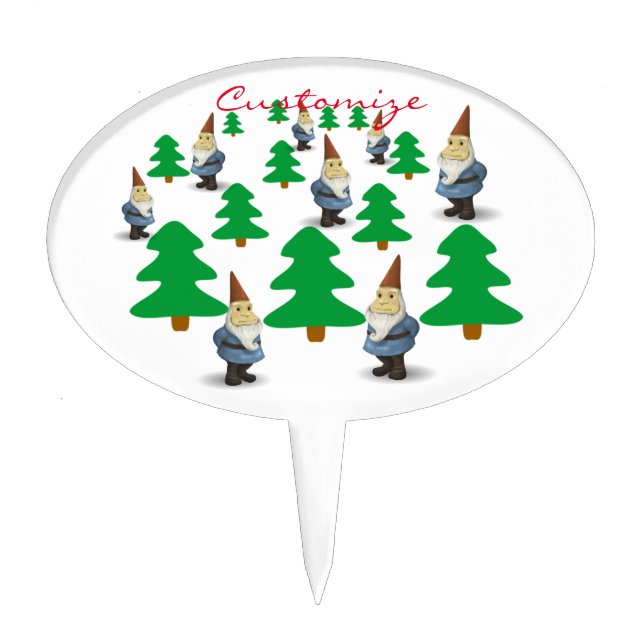 Winter Holiday Gnomes Christmas Trees Thunder_Cove Cake Topper (Front)