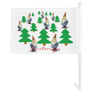 Winter Holiday Gnomes Christmas Trees Thunder_Cove Car Flag
