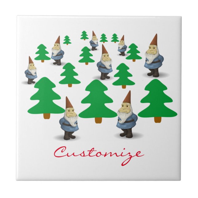Winter Holiday Gnomes Christmas Trees Thunder_Cove Ceramic Tile (Front)