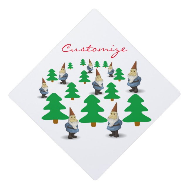 Winter Holiday Gnomes Christmas Trees Thunder_Cove Graduation Cap Topper (Front)