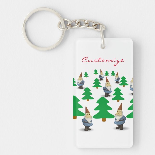 Winter Holiday Gnomes Christmas Trees Thunder_Cove Keychain (Front)