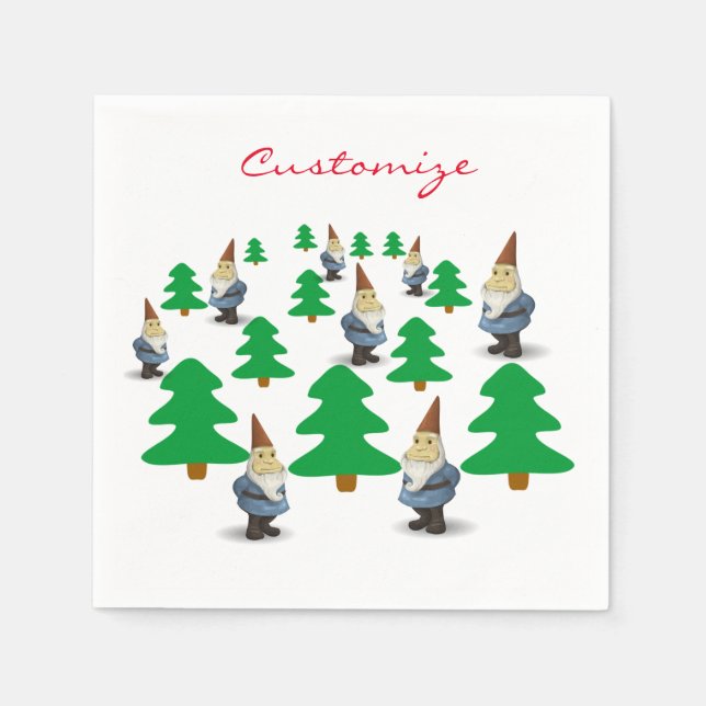 Winter Holiday Gnomes Christmas Trees Thunder_Cove Napkins (Front)