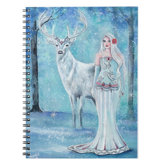 Winter Holiday goddess with deer journal by Renee (Front)
