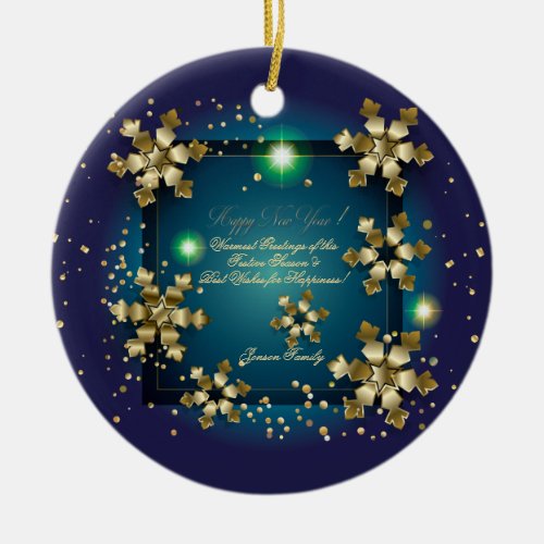 Winter Holiday Gold Decor Wishes XMAX Personalized Ceramic Ornament