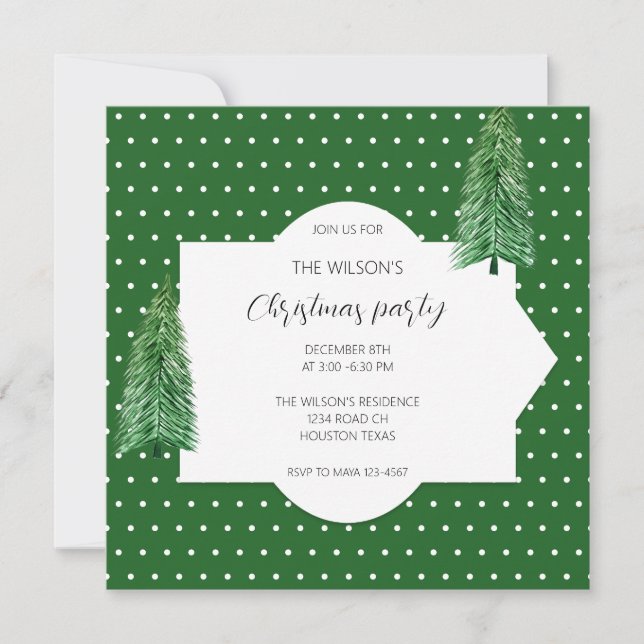 Winter Holiday Green Country Beauty Invitation (Front)