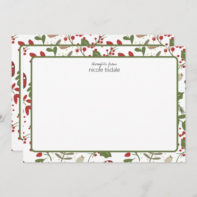 Winter Holiday Greenery  Note Card (Front/Back)