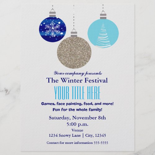 Winter Holiday Hanging Ornament Event Flyer Poster