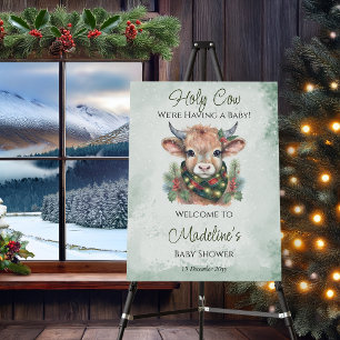Winter Holiday Highland Holy Cow Baby Shower Foam Board
