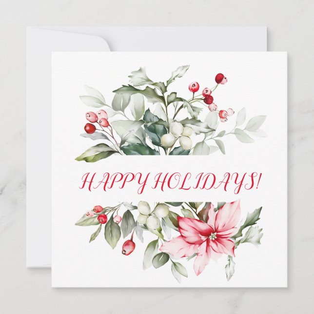 Winter holiday holly RED BERRY branches   (Front)