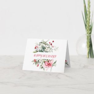 Winter holiday holly RED BERRY branches Card
