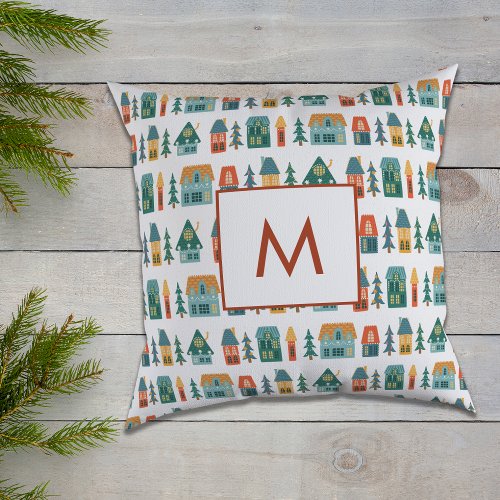 Winter Holiday Homes Throw Pillow