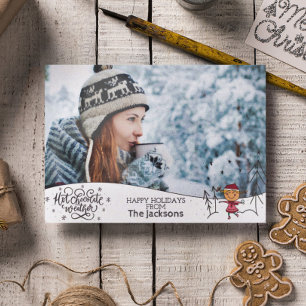 Winter holiday Hot chocolate weather cute overlay Postcard