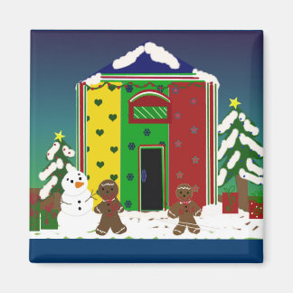 Winter Holiday House Magnet