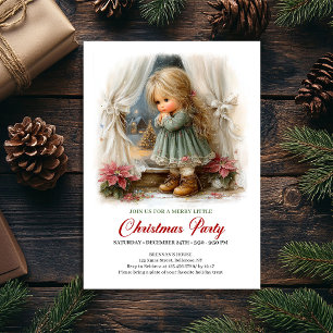 Winter Holiday Invitation Cute Girl Holiday Scene